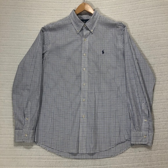 Ralph Lauren Checkered Button Down Long Sleeve Dress Shirt, Size L - Picture 2 of 8